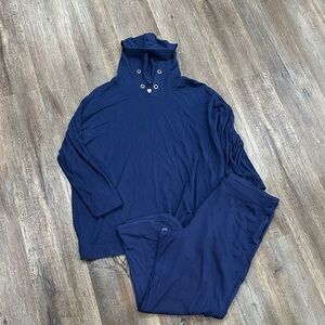 Chico’s Zenergy blue outfit hooded pullover pants size 2 3